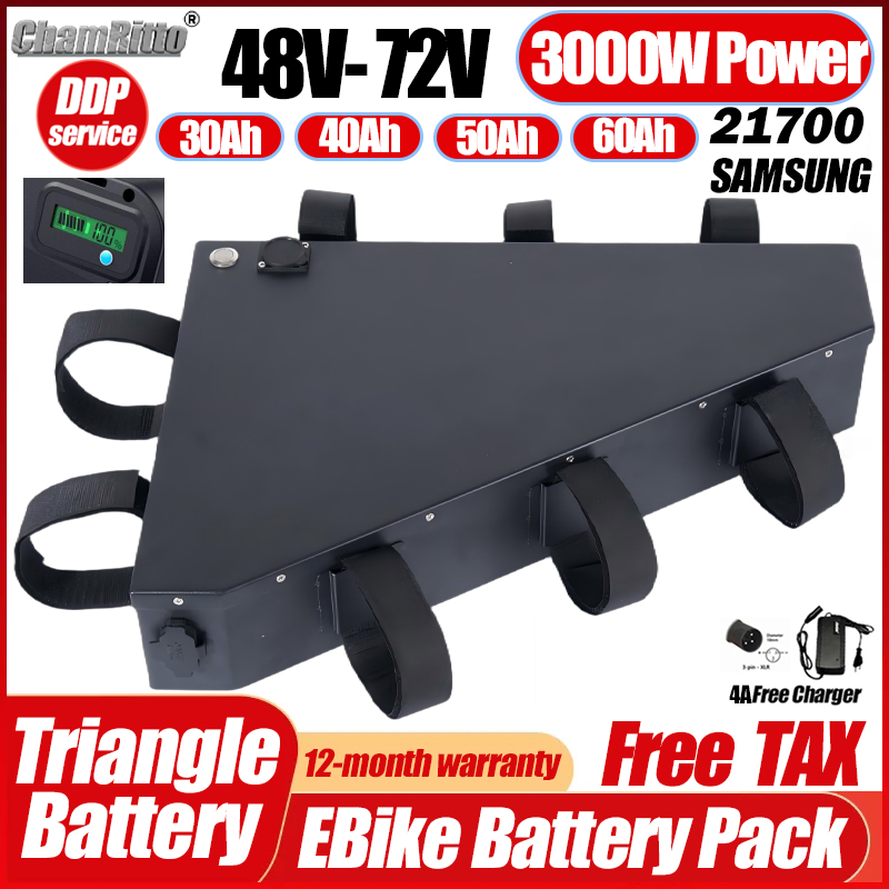 Bicicleta eléctrica 36v 48v 52 - 72V 50Ah 21700 Lithium Battery reseña y precio
